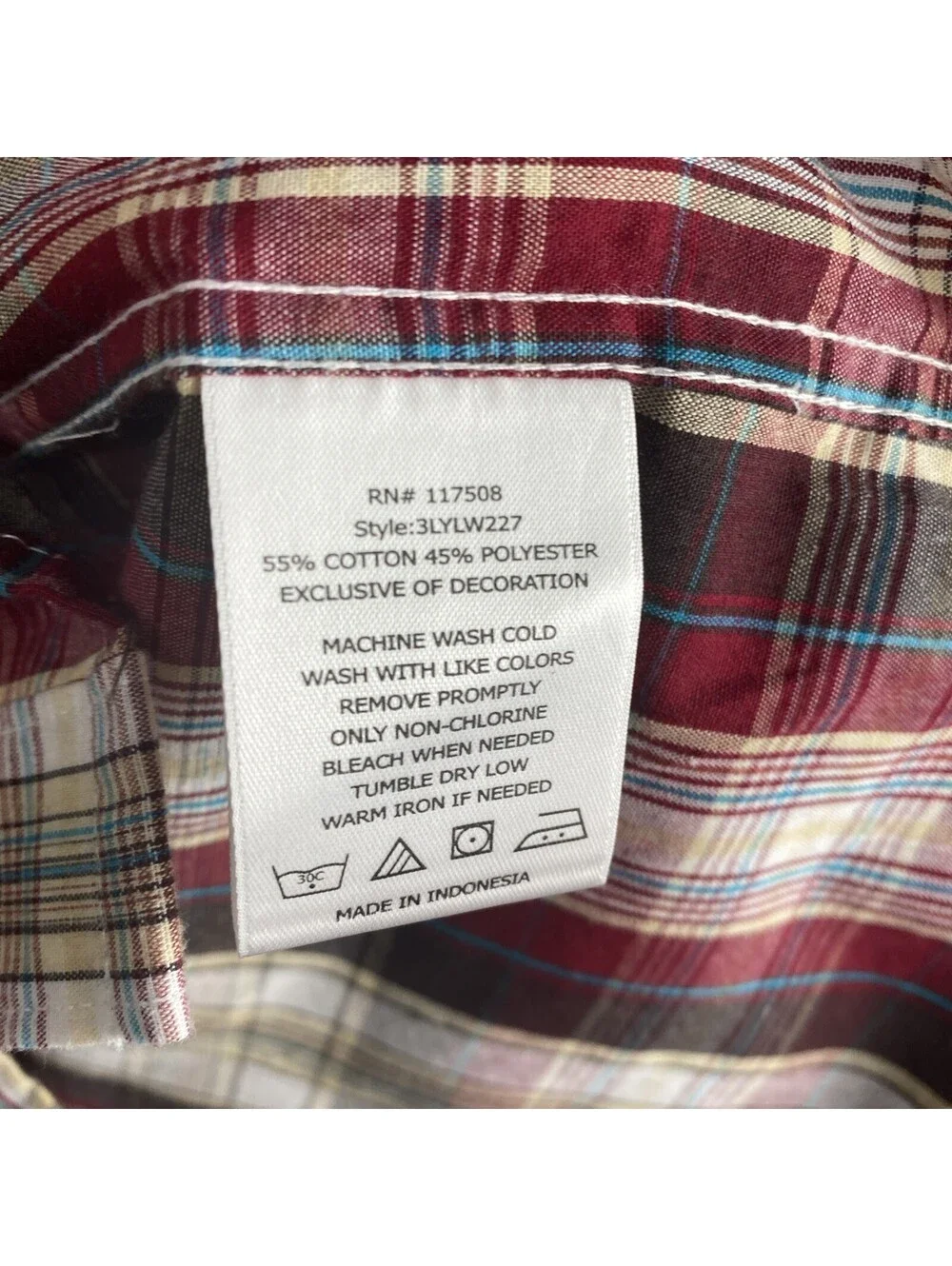 Levis Pearl Snap Shirt Red Plaid Modern Fit Western Button Down Men's Sz. Large